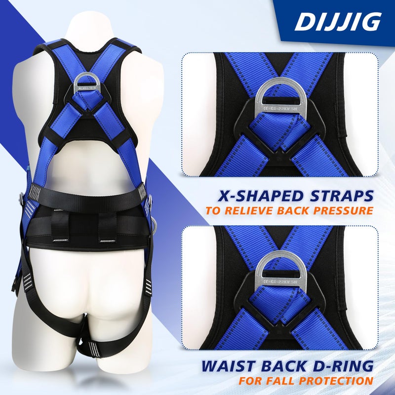DIJJIG safety harness fall protection harness roofing harness construction harness construction harness fall protection safety harness lanyard arnes de seguridad para construccion ANSI/ASSP Compliant - Image 3